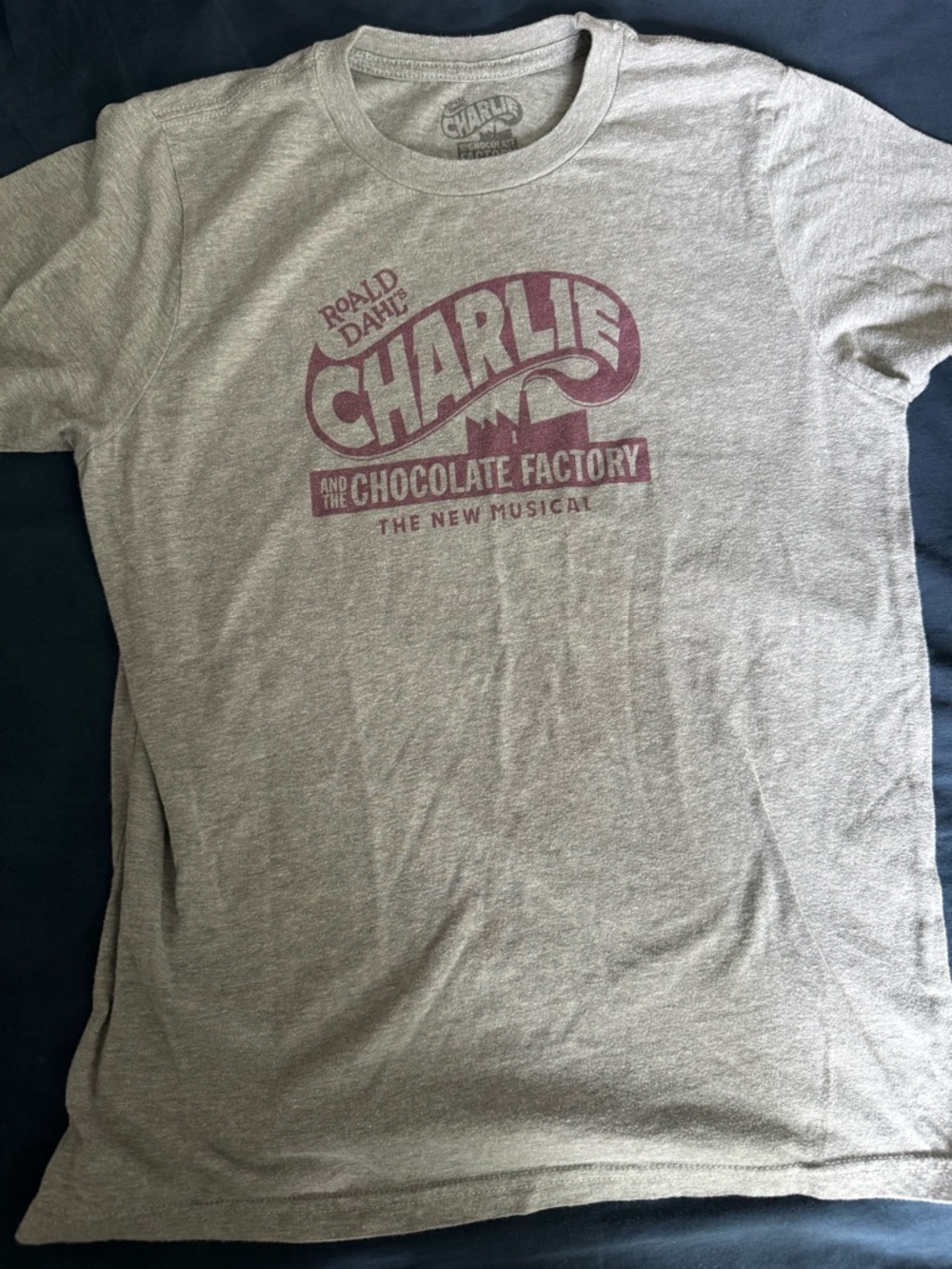 Charlie and the Chocolate Factory Graphic Tee - Heather Gray with Maroon Logo